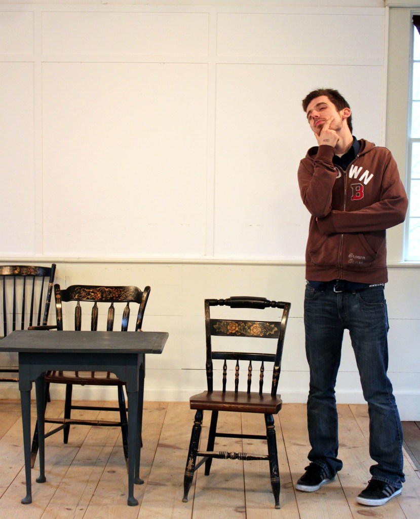 Oooold photo of Josh being a silly teacher chap at Sturbridge Village.